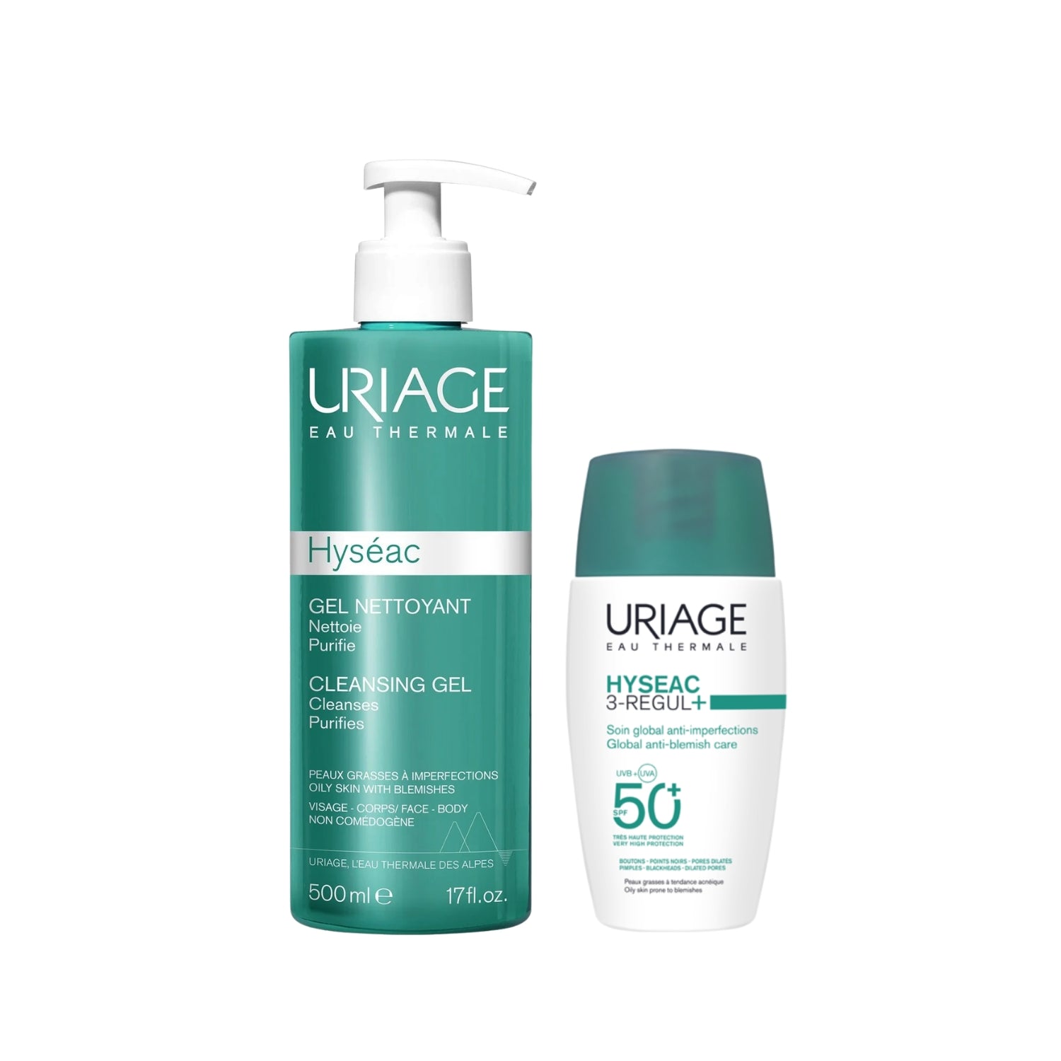 Hyseac 3 Regul+ Global Anti-Blemish Care SPF 50+ 50 ML + Hyséac Cleansing Gel 500 ML